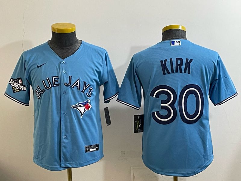 Youth 2025 Nike Toronto Blue Jays #30 Kirk Light Blue Game MLB Jersey 03